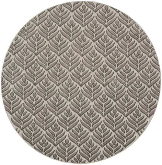 Nourison Aloha 7'10" x Round Charcoal Tropical Rug