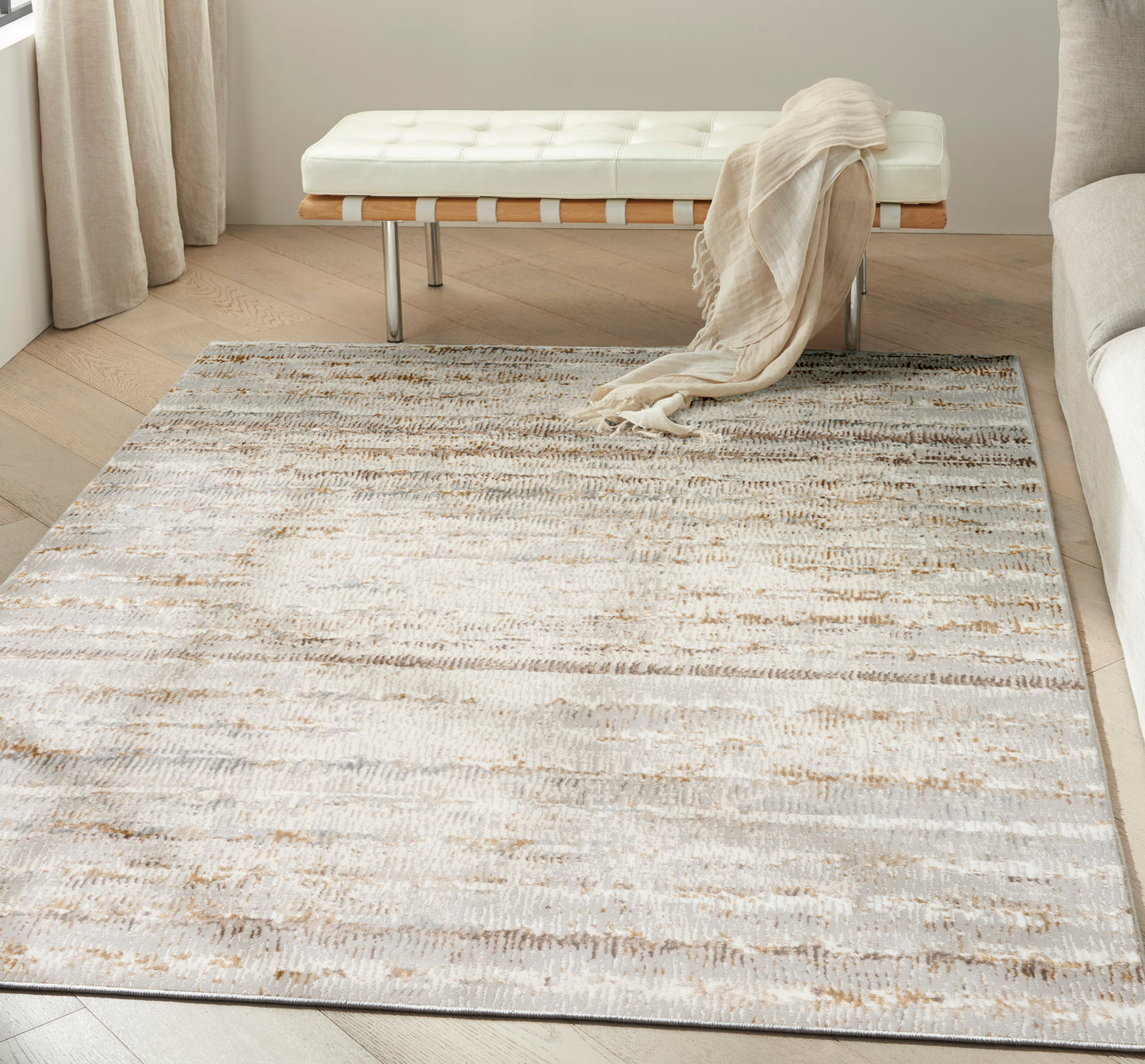 Calvin Klein CK073 Compass 7'10" x 9'10" Ivory Rust Modern Indoor Rug