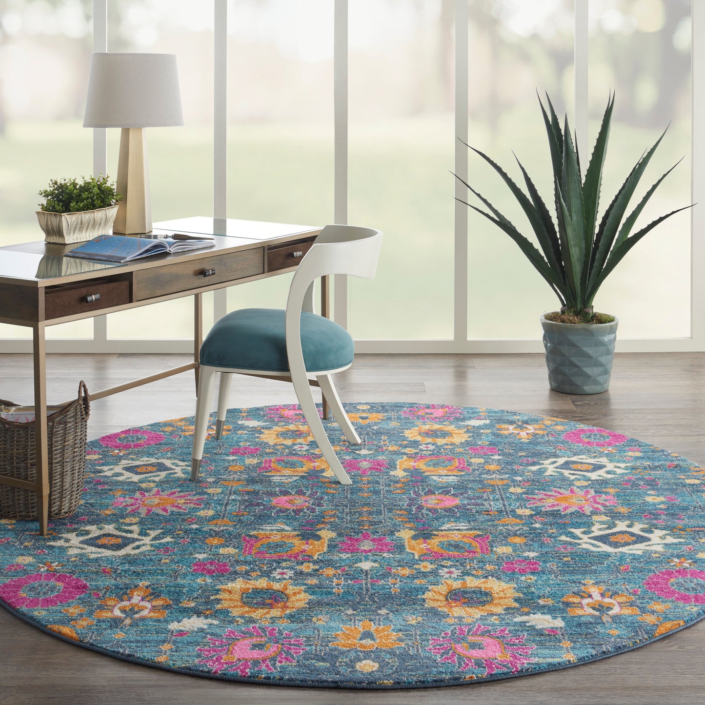 Nourison Passion 8' x Round Denim Bohemian Indoor Rug