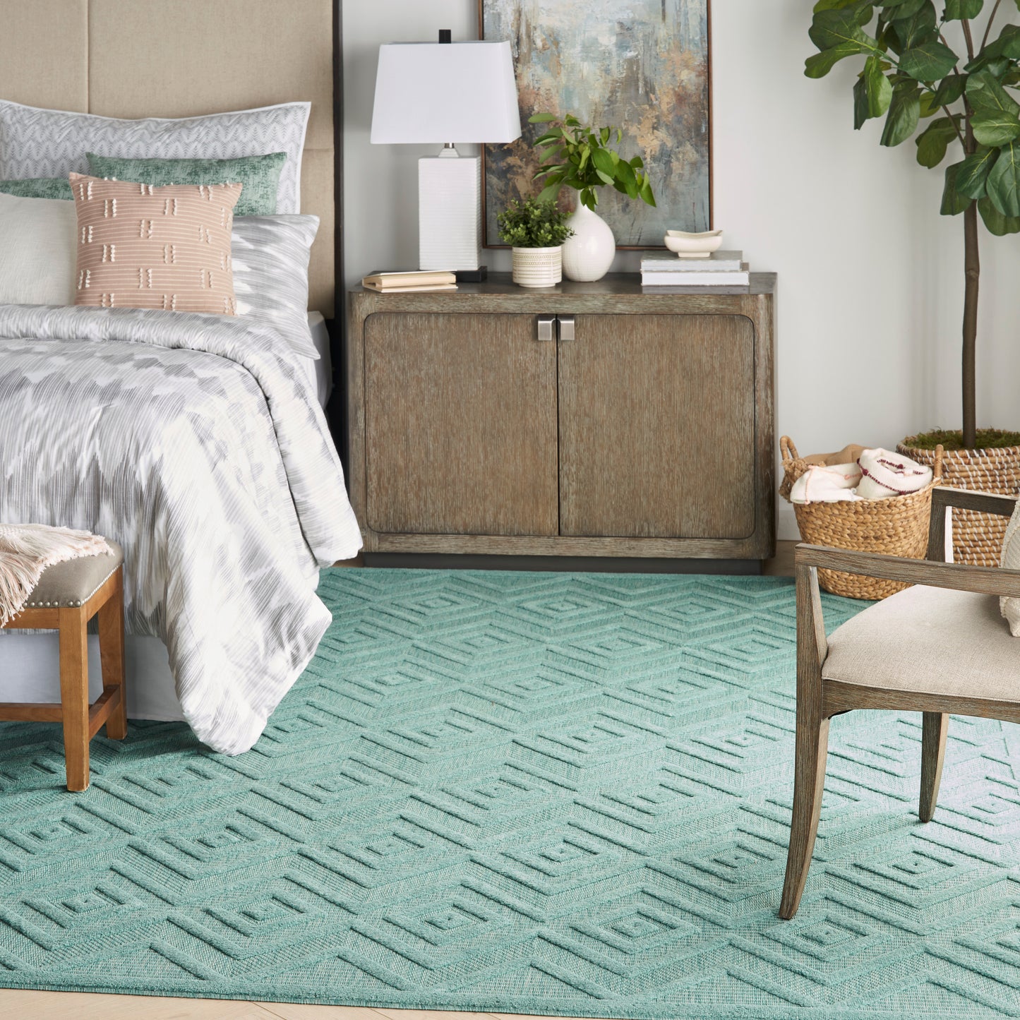 Nourison Versatile 7' x 10' Aqua Teal Modern Rug