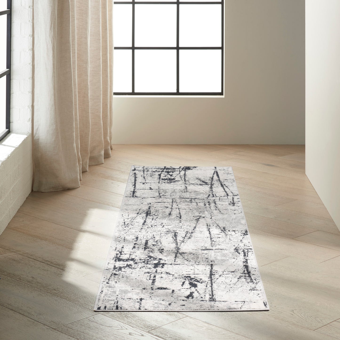 Calvin Klein CK970 Vapor 2'2" x 7'6" Ivory Grey Modern Indoor Rug