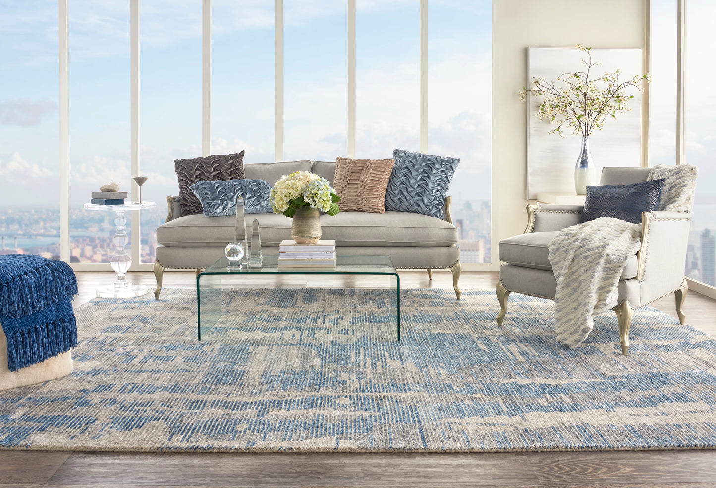 Nourison Ellora 7'9" x 9'9" Blue Modern Indoor Rug