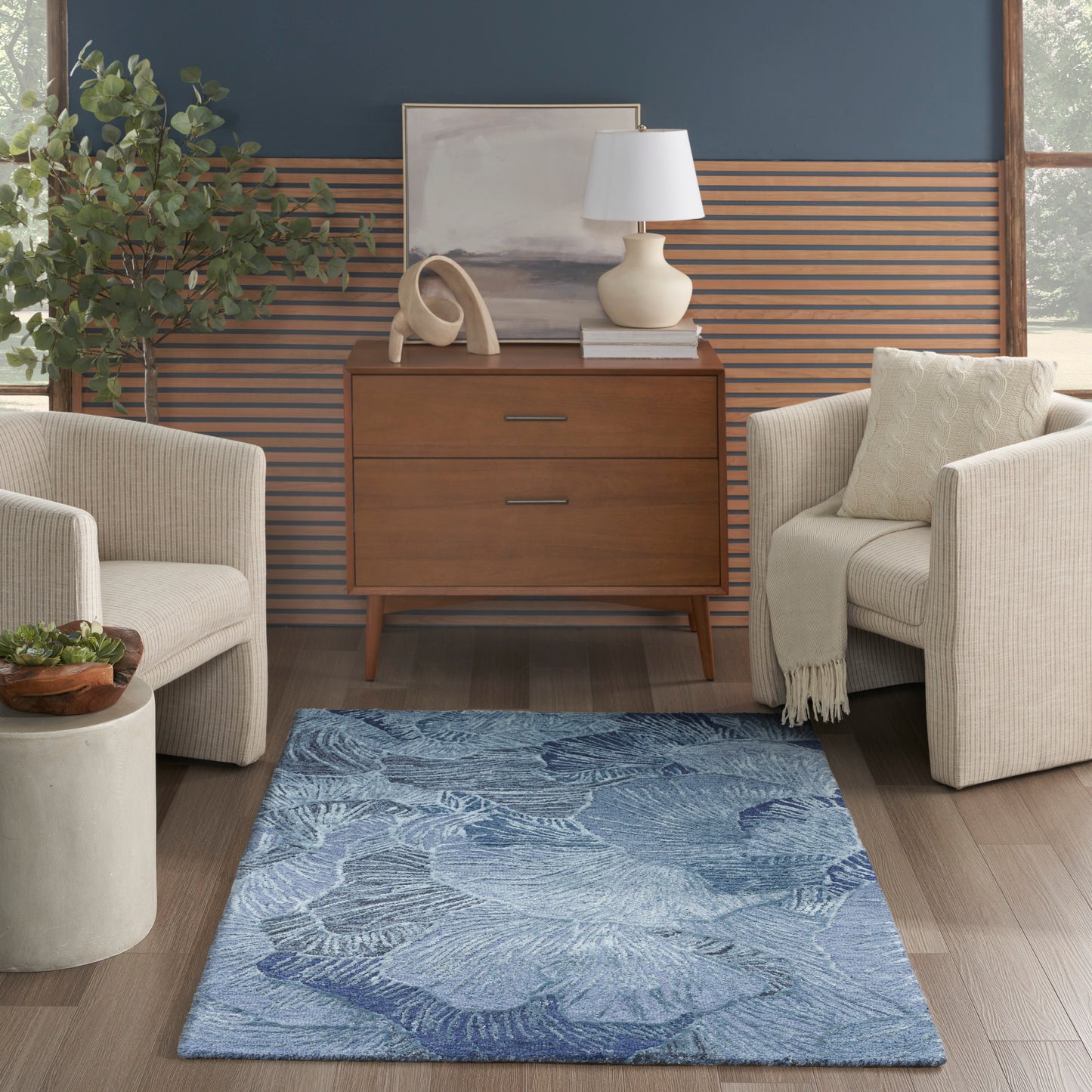 Nourison Avra 3'9" x 5'9" Blue Modern Indoor Rug