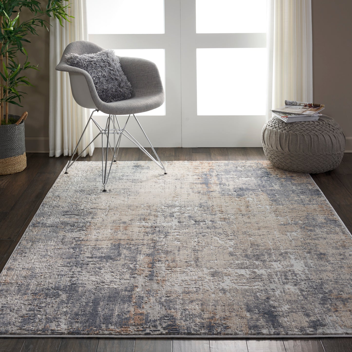 Nourison Rustic Textures 5'3" x 7'3" Grey Beige Modern Indoor Rug