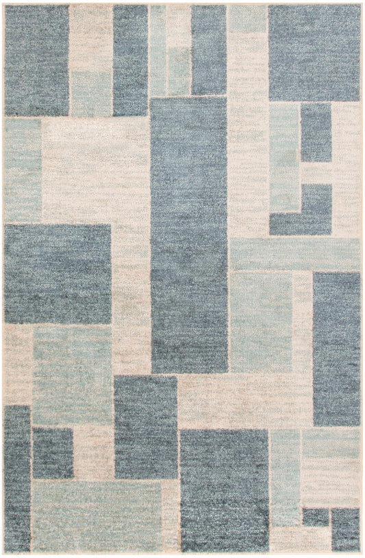 Nourison Astra Machine Washable 3'3" x 5' Blue Ivory Modern Indoor Rug