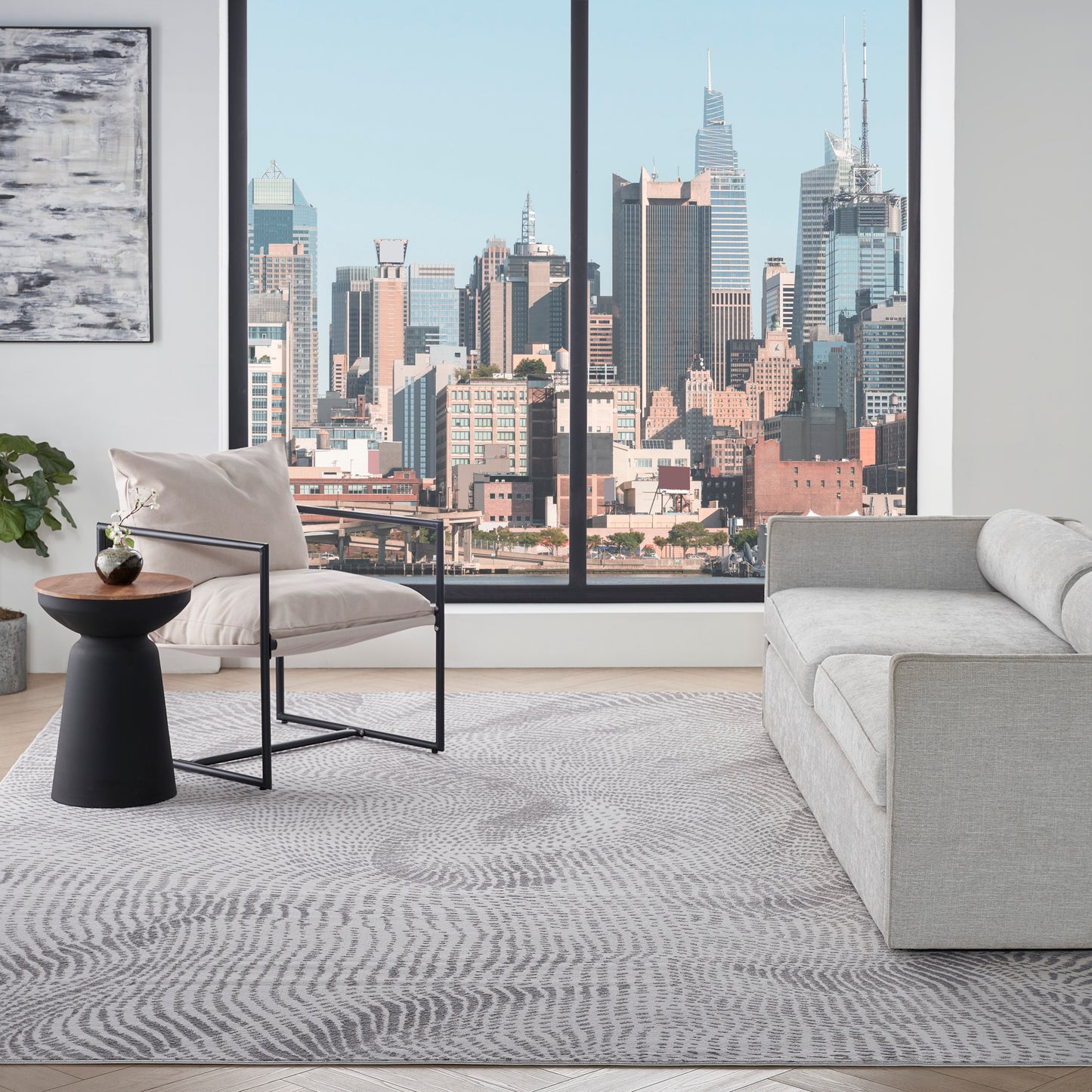 DKNY Central Park West 7'10" x 9'10" Grey Modern Indoor Rug