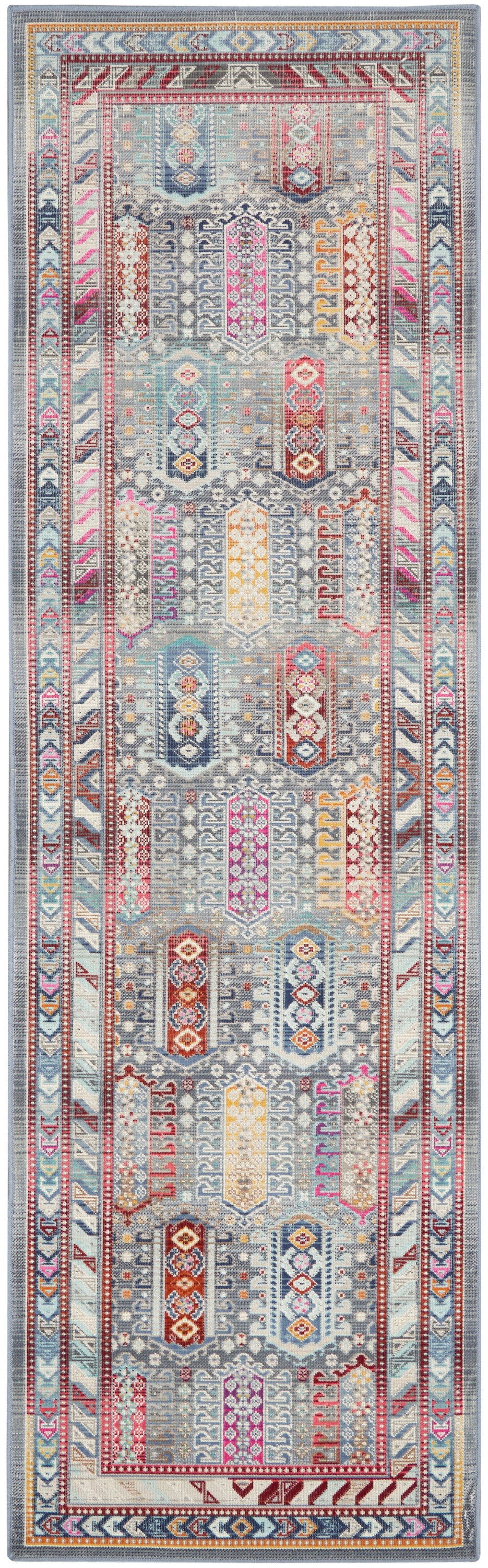 Nourison Vintage Kashan 2' x 6' Grey/Multi Bohemian Indoor Rug