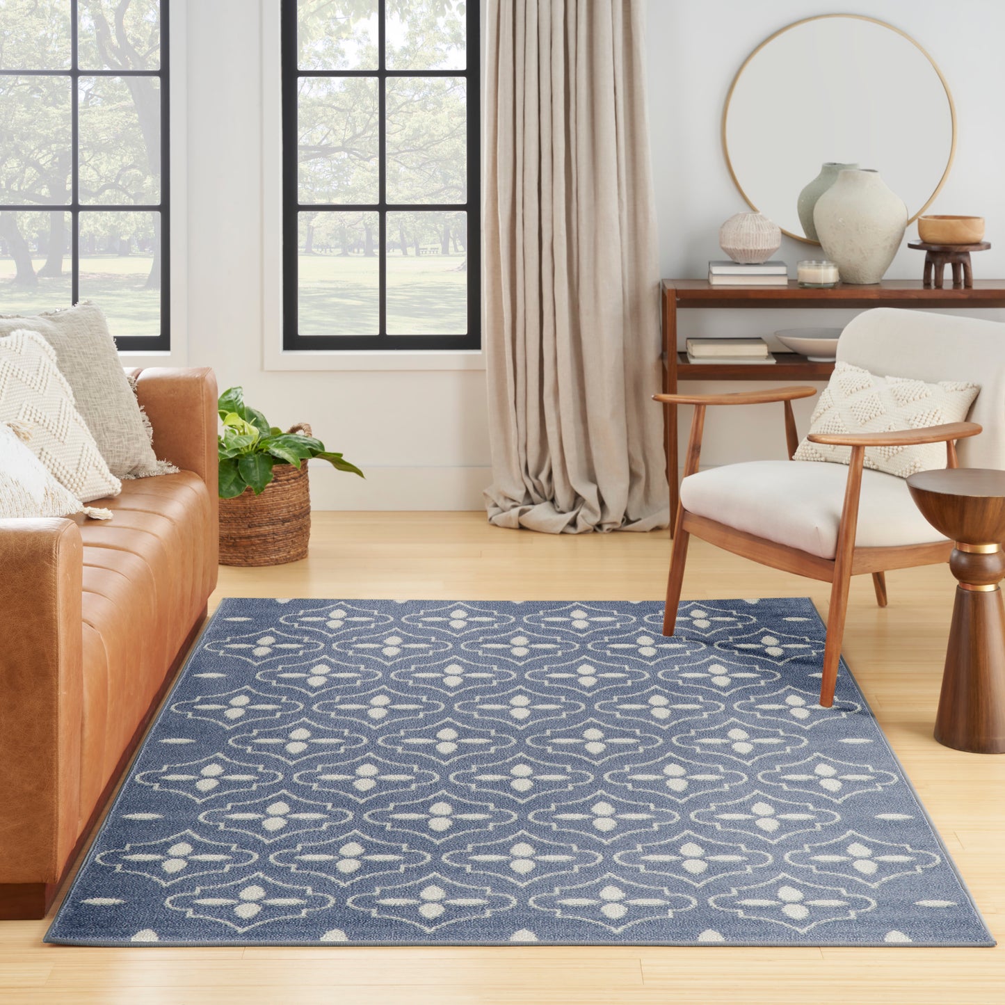 Nourison Nourison Essentials 4' x 6' Blue Ivory Modern Rug