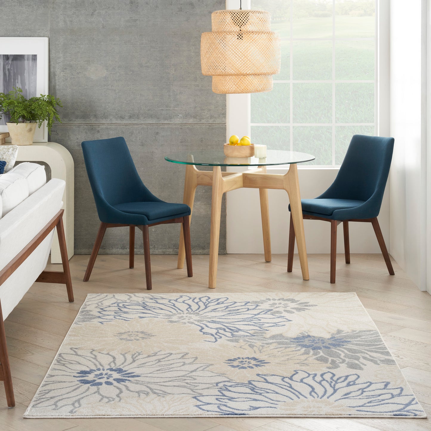 Nourison Passion 5'3" x 7'3" Ivory Grey Blue Contemporary Indoor Rug