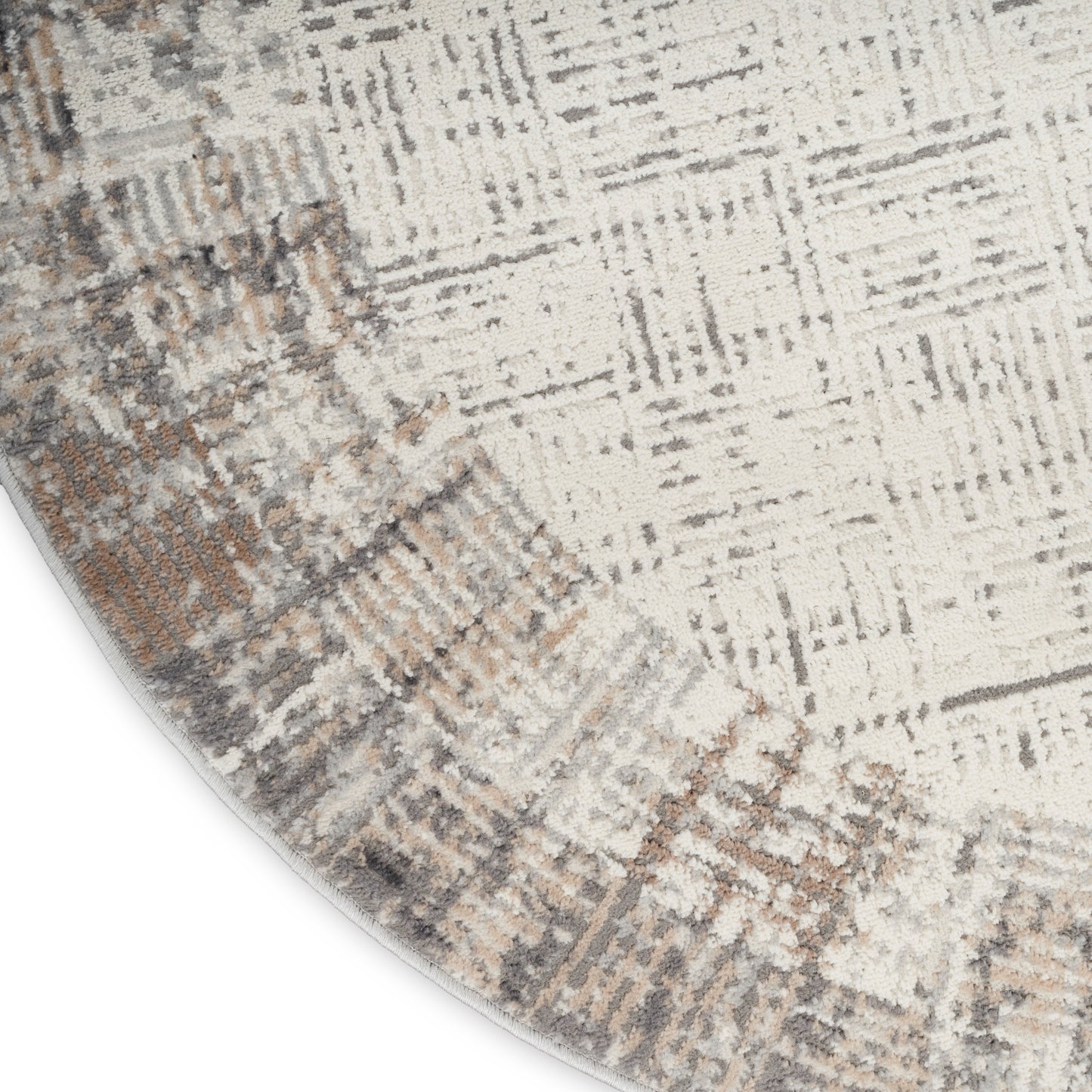 Nourison Elation 7’10” x Round Ivory Grey Modern Indoor Rug