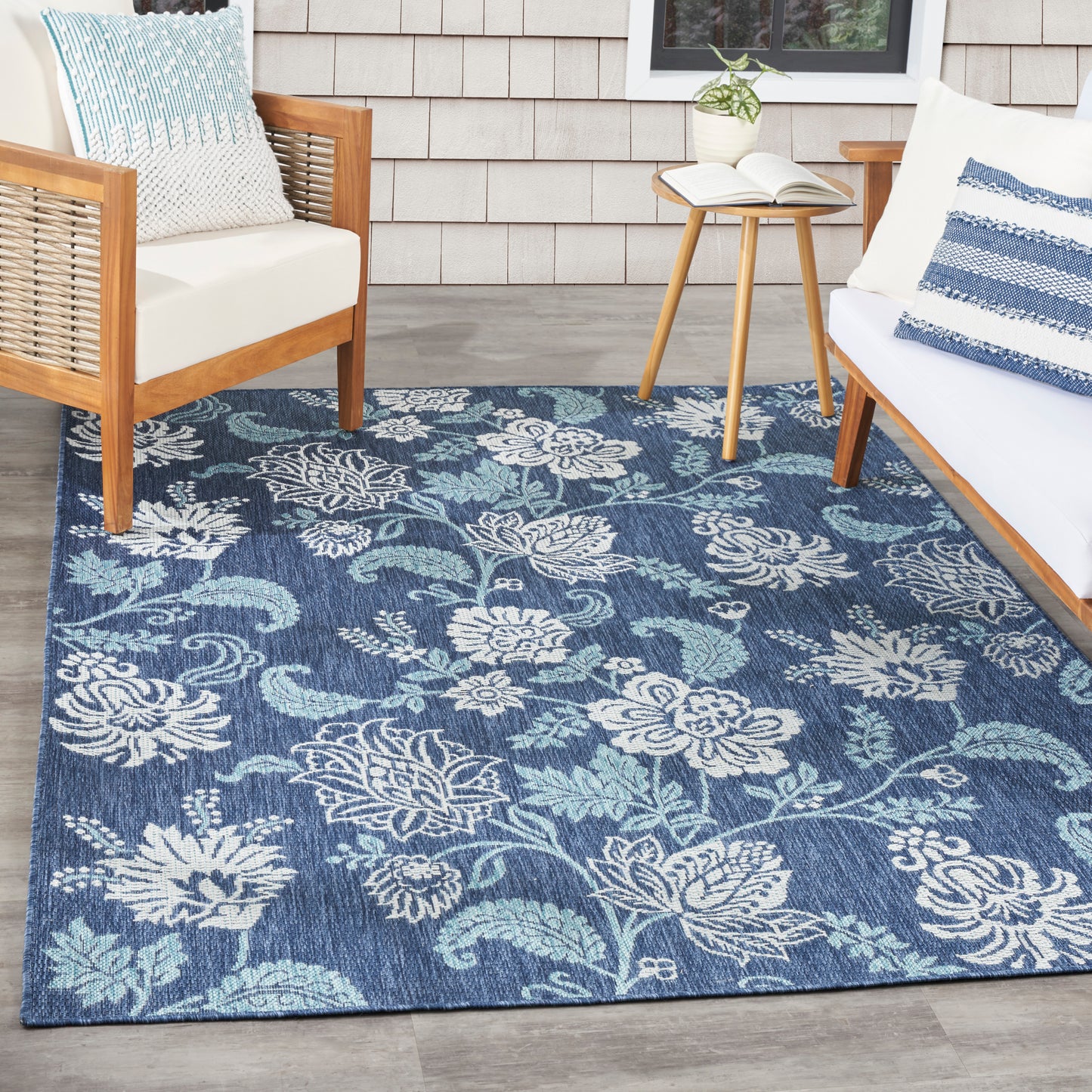 Nourison Garden Oasis 4' x 6' Navy Tropical Rug