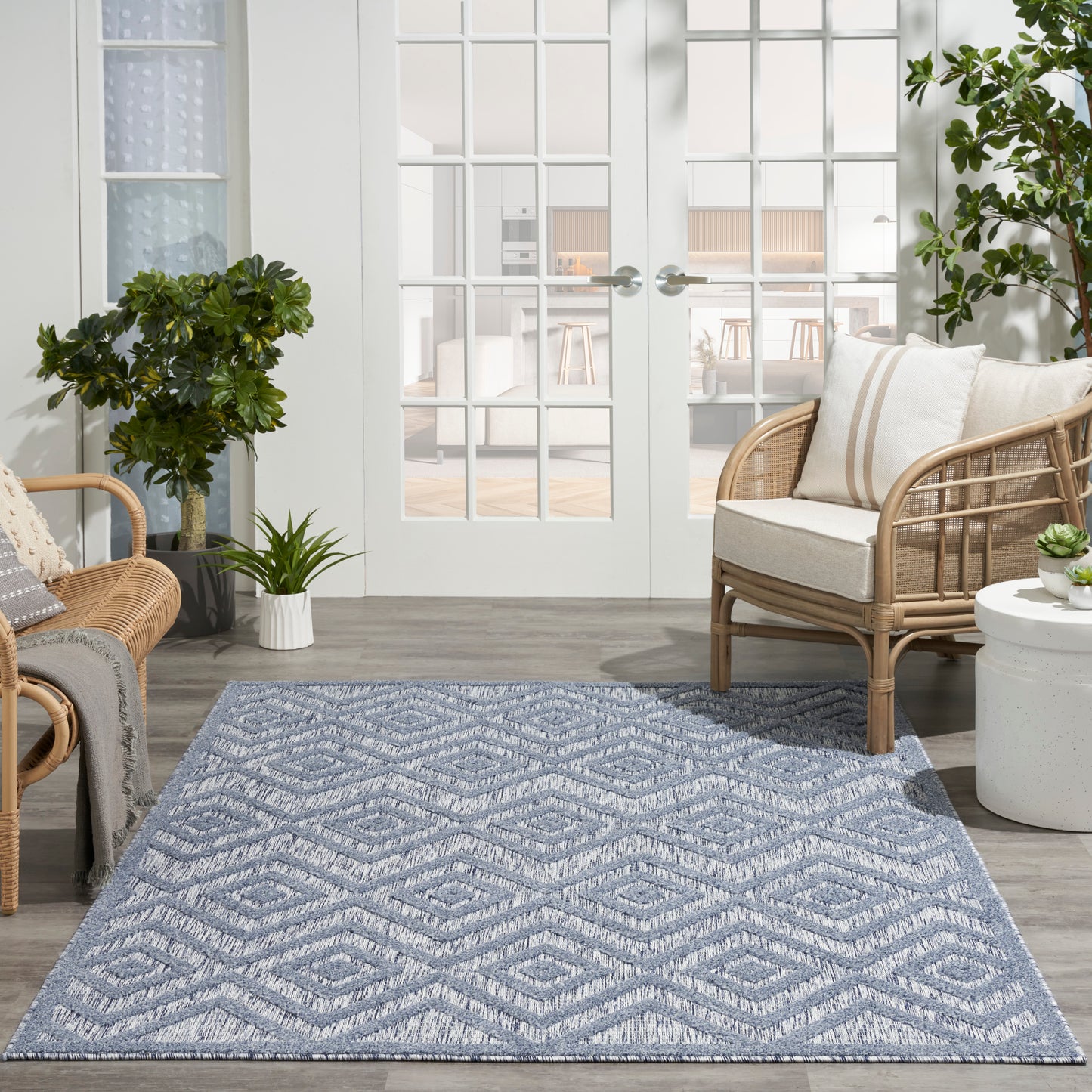 Nourison Versatile 4' x 6' Denim Blue Modern Rug