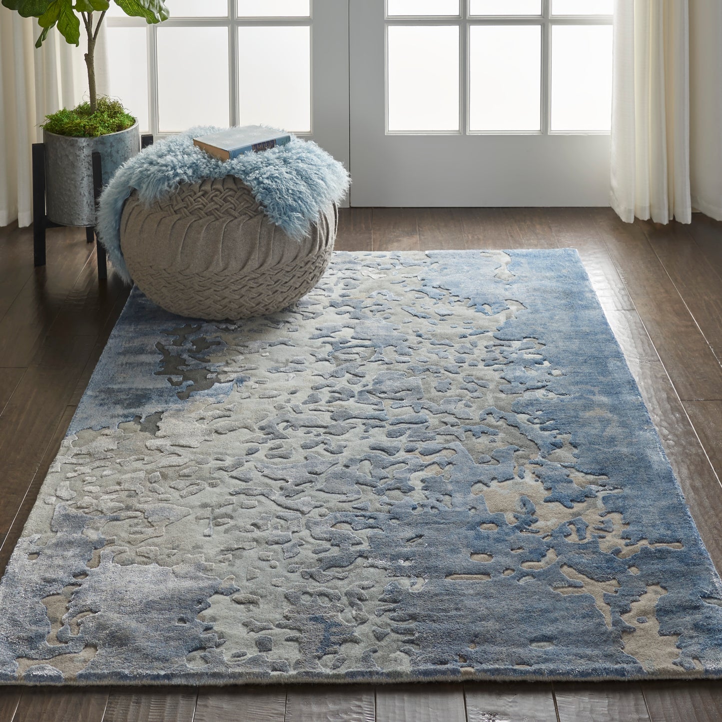 Nourison Prismatic 3'9" x 5'9" Denim Modern Indoor Rug