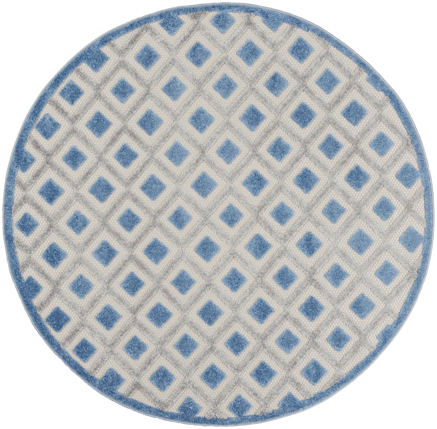 Nourison Aloha 4' x Round Blue Grey Modern Rug