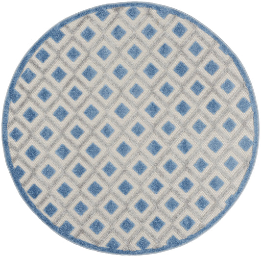 Nourison Aloha 4' x Round Blue Grey Modern Rug