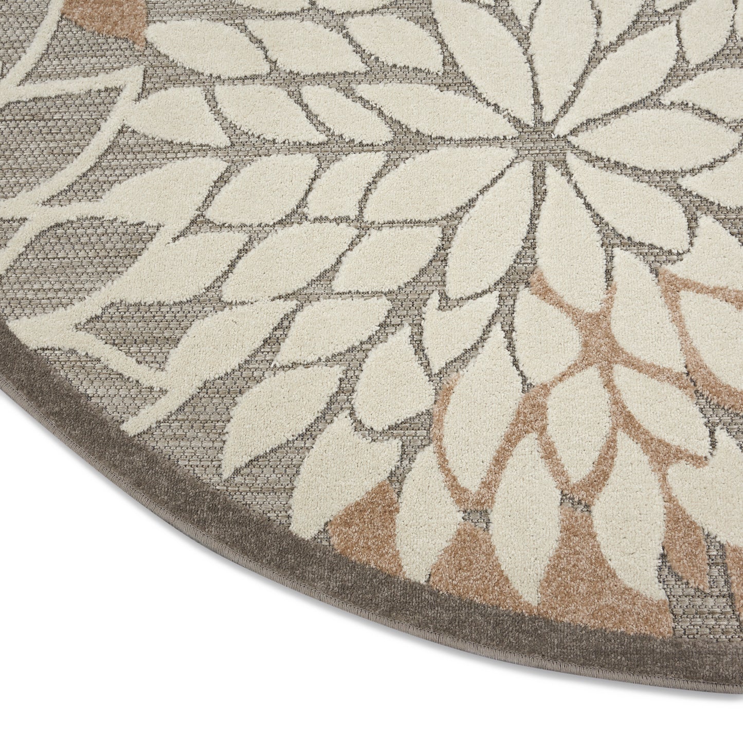 Nourison Aloha 4' x Round Natural Tropical Rug