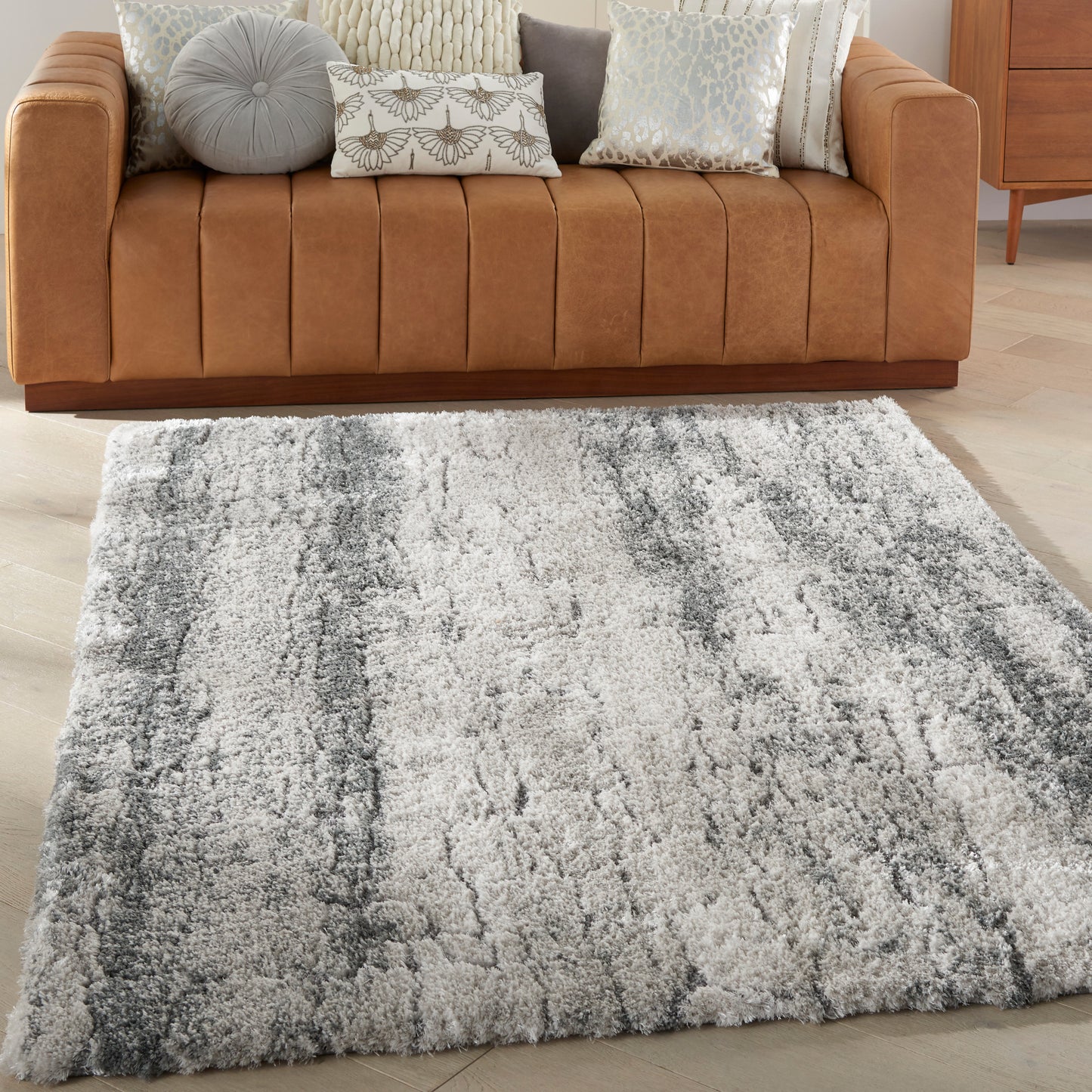 Nourison Dreamy Shag 4' x 6' Ivory Charcoal Shag Indoor Rug