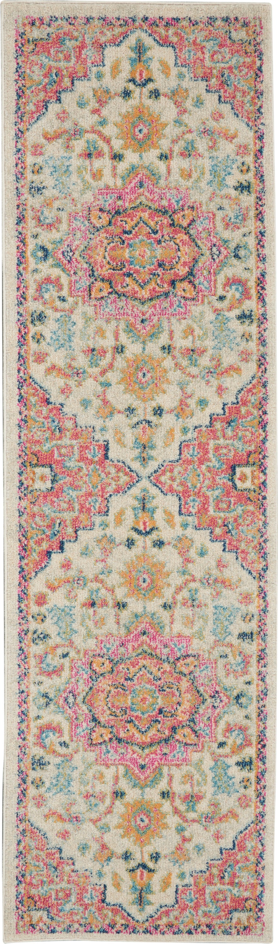 Nourison Passion 1'10" x 6' Ivory Pink Bohemian Indoor Rug