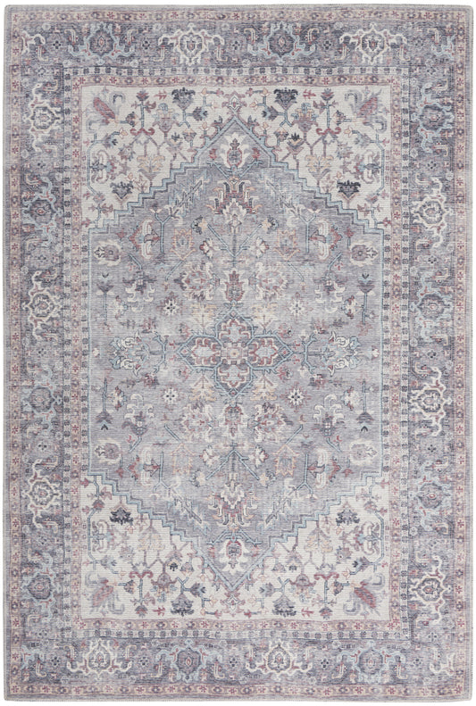 Nicole Curtis Machine Washable Series 1 6' x 9' Grey Vintage Indoor Rug