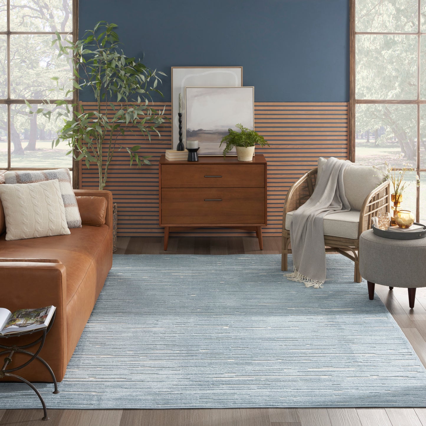 Nourison Care Free 9'2" x 12' Blue Modern Indoor Rug