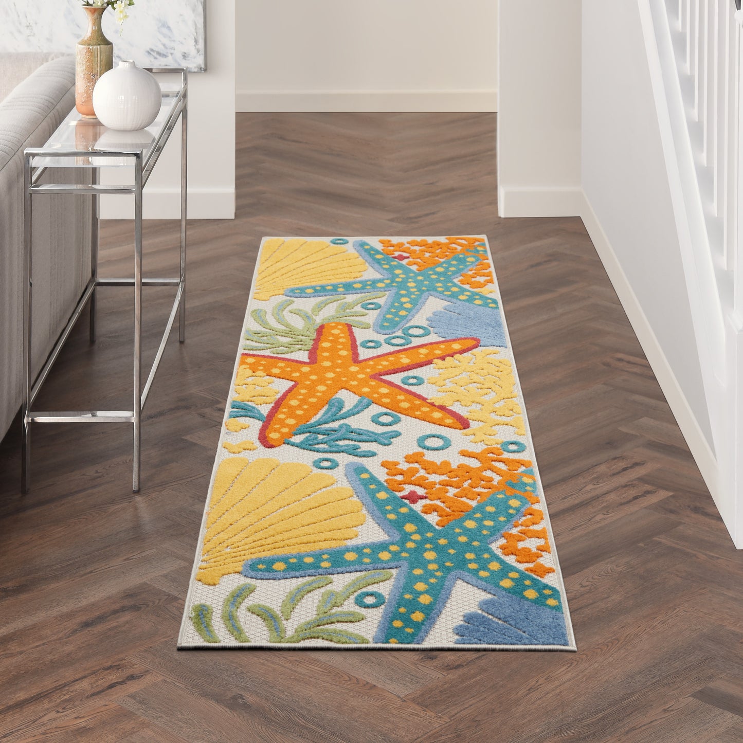 Nourison Aloha 2'3" x 8' Multicolor Coastal, Nautical & Beach Rug