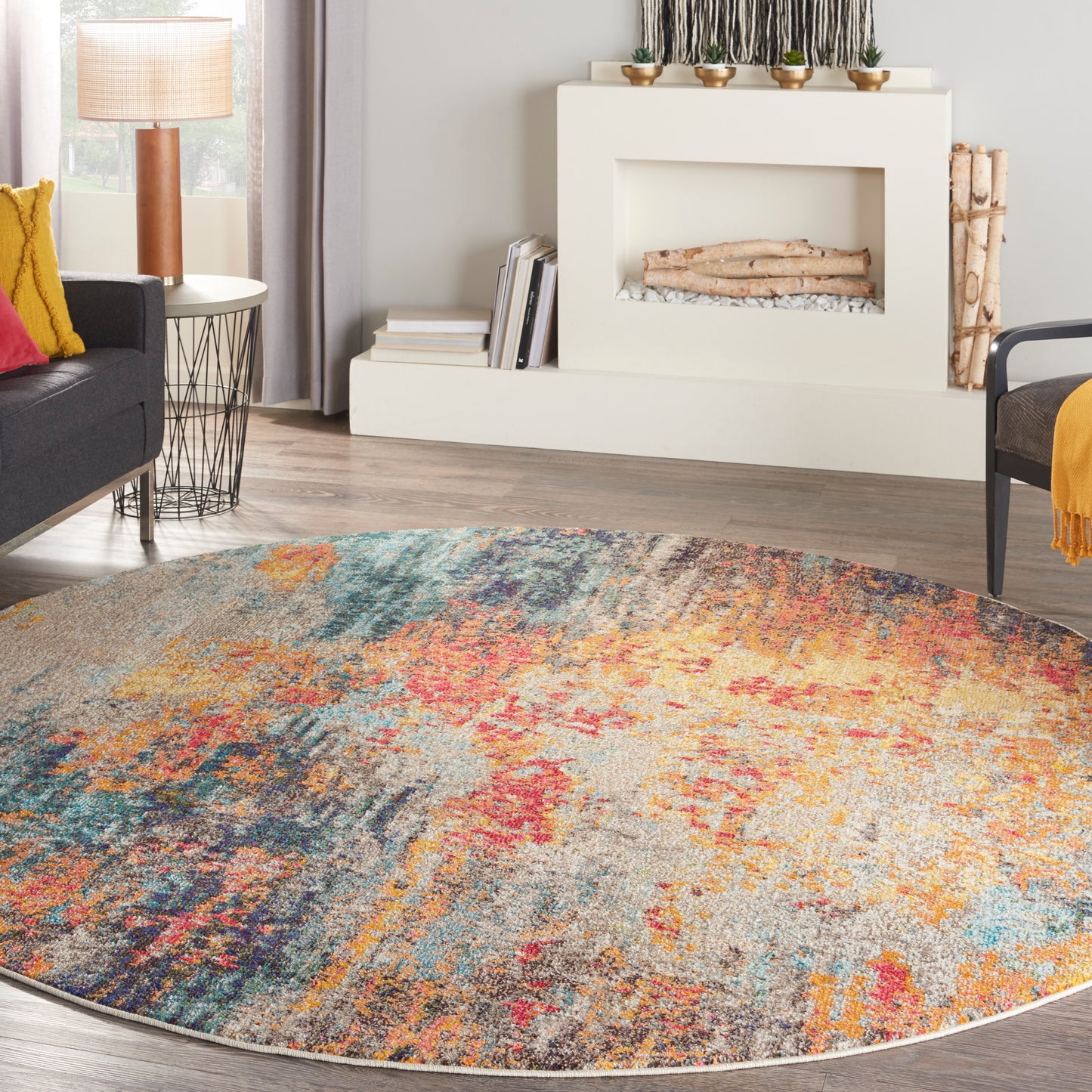 Nourison Celestial 7’10” x Round Multicolor Modern Indoor Rug