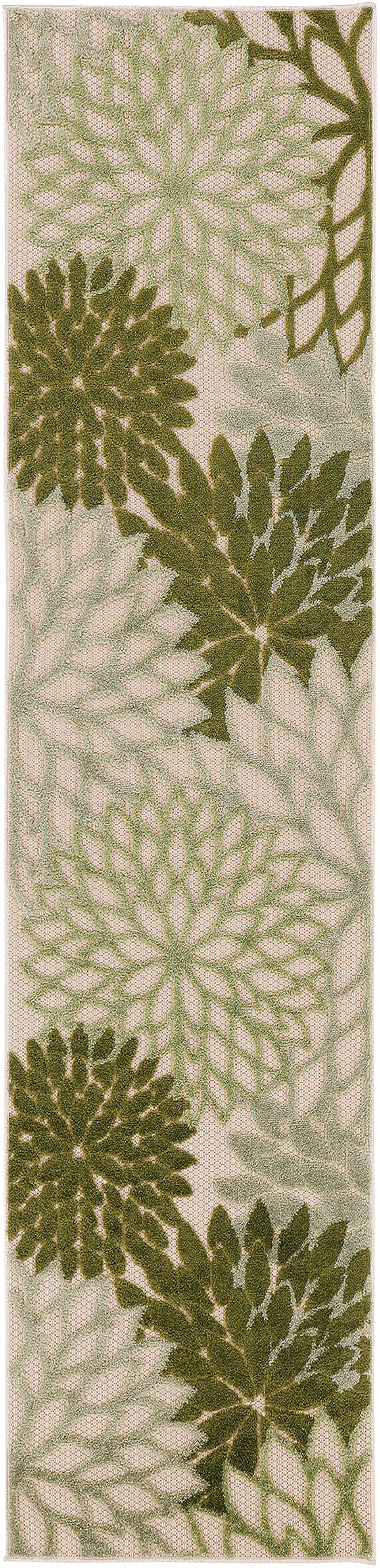 Nourison Aloha 2'3" x 8' Ivory Green Tropical Rug