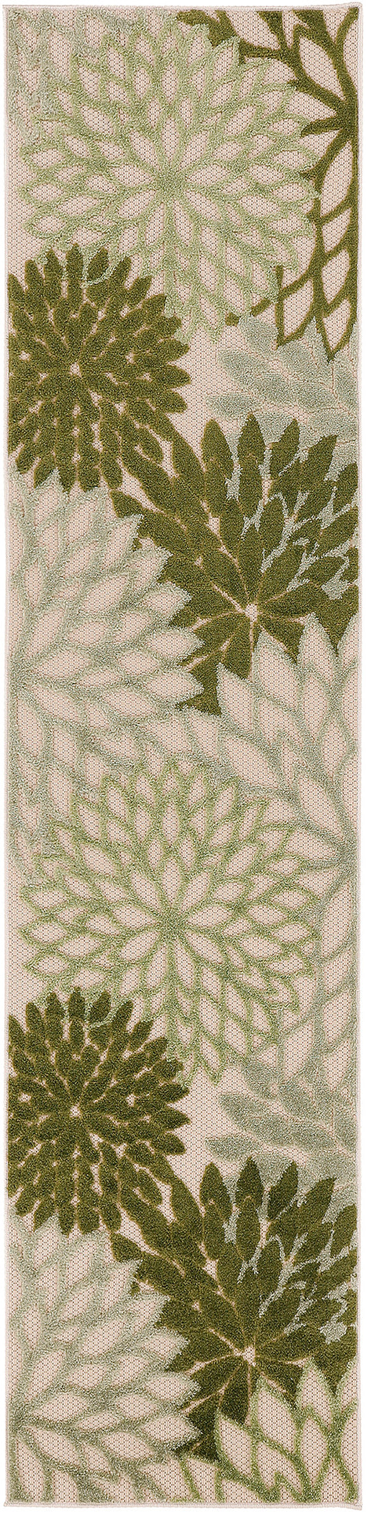 Nourison Aloha 2'3" x 8' Ivory Green Tropical Rug