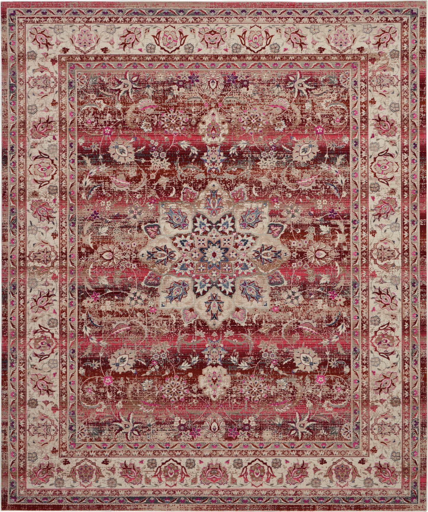 Nourison Vintage Kashan 7'10" x 9'10" Red Vintage Indoor Rug