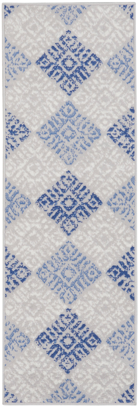 Nourison Whimsicle 2' x 8' Grey Blue Bohemian Indoor Rug