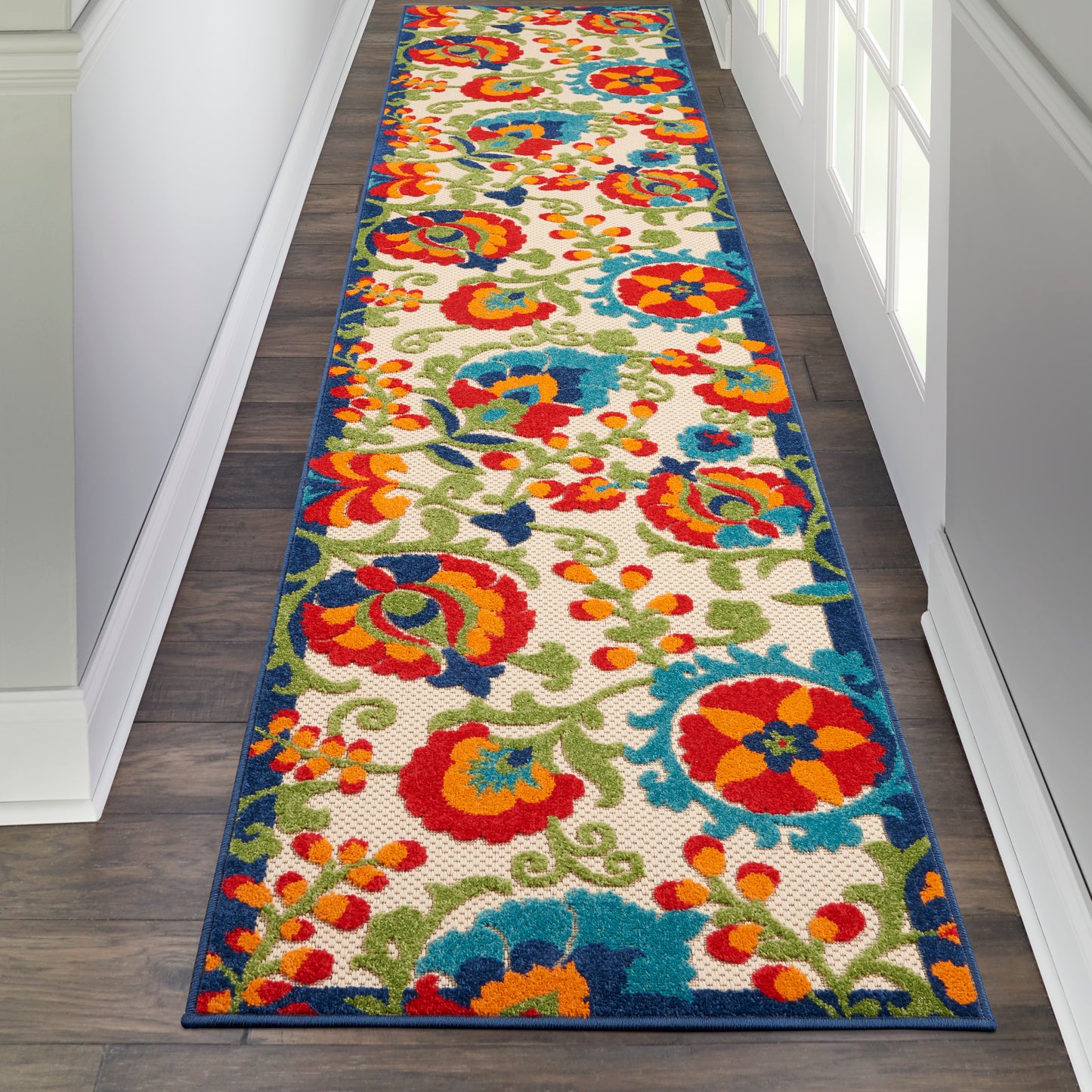 Nourison Aloha 2'3" x 12' Multicolor Farmhouse Rug