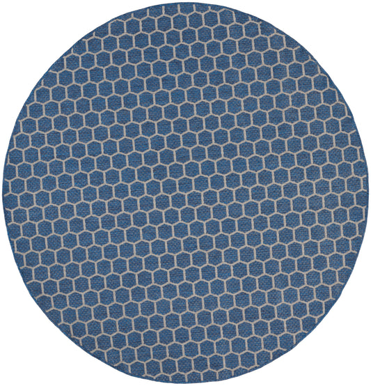 Nourison Twist Reversible 8' x Round Blue Modern Rug