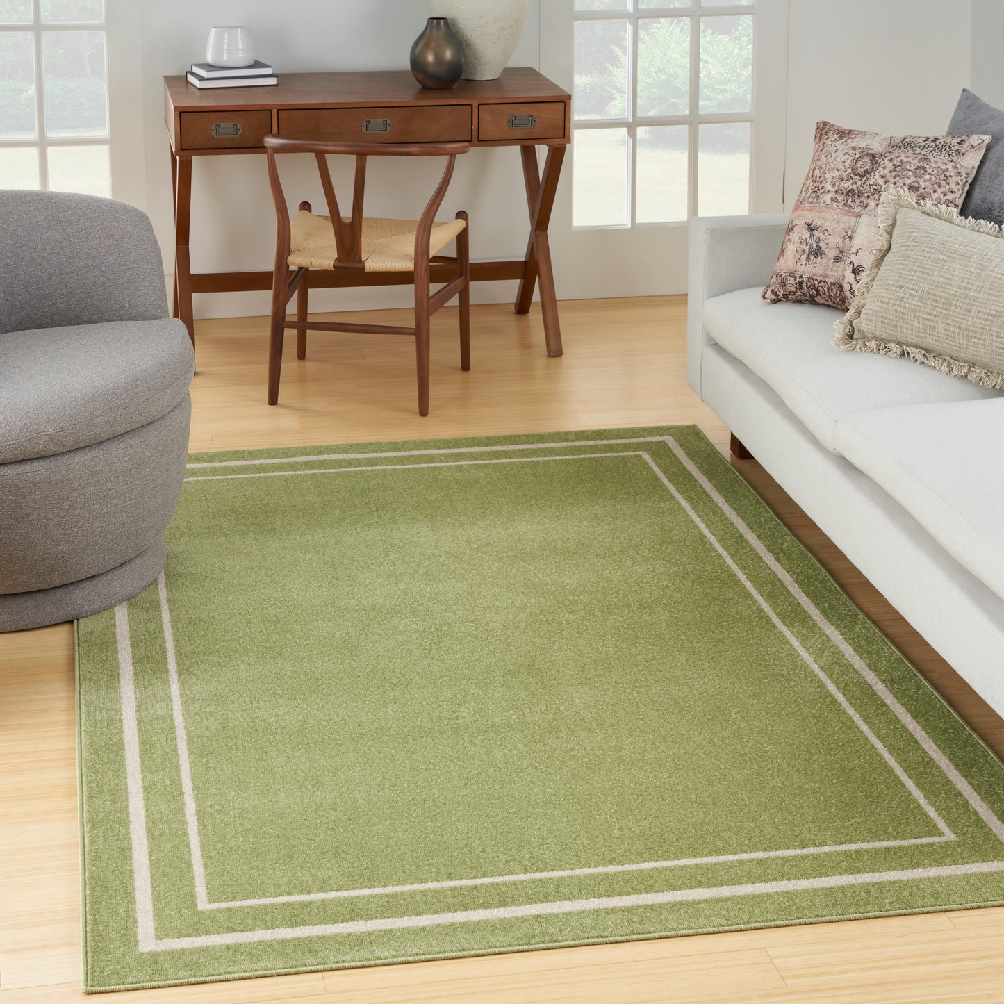 Nourison Nourison Essentials 4' x 6' Green Ivory Contemporary Rug