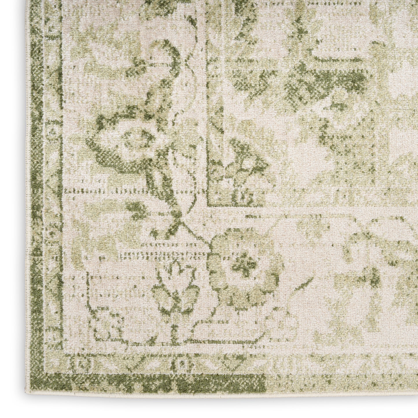 Nourison Astra Machine Washable 3'3" x 5' Ivory Green Vintage Indoor Rug