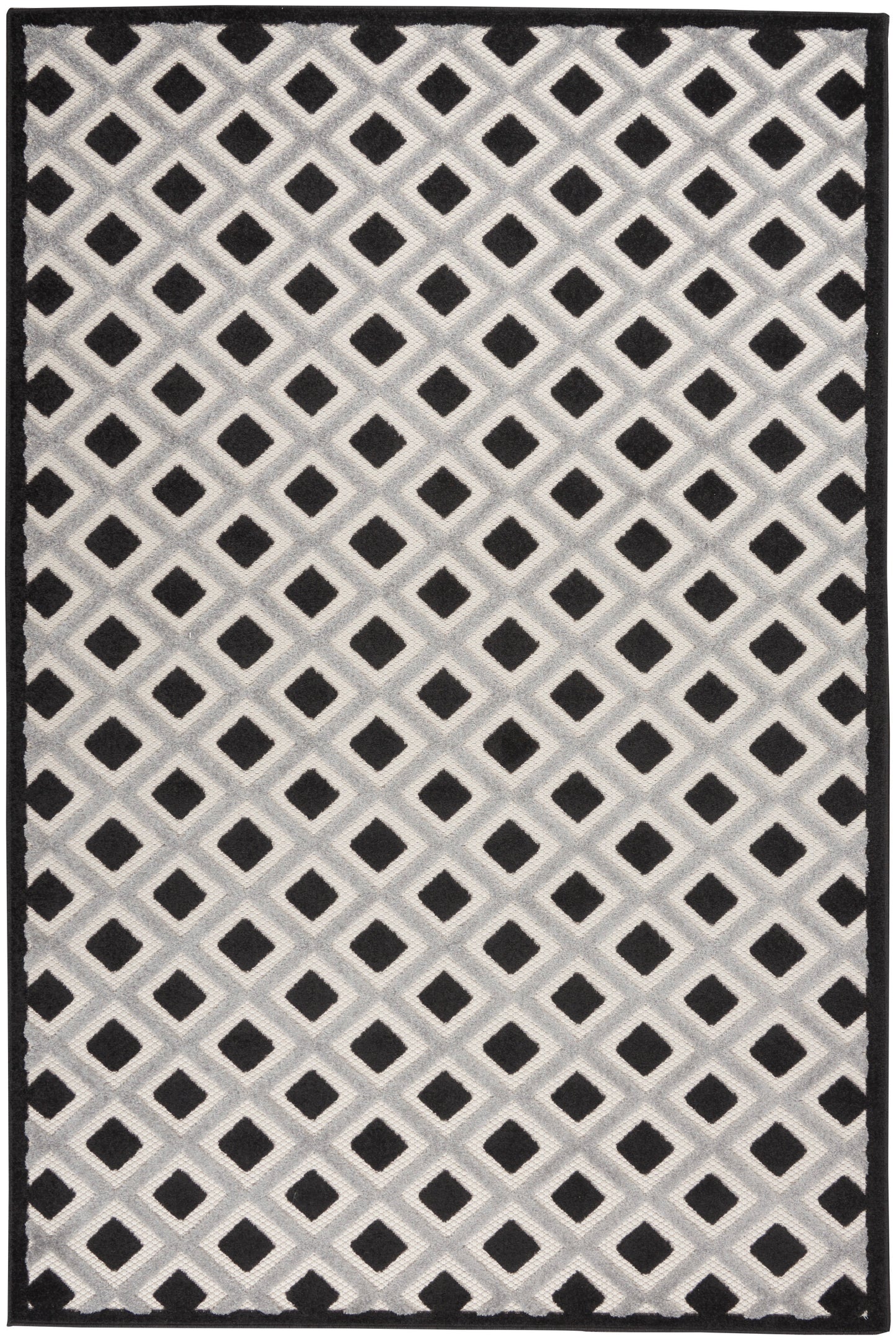 Nourison Aloha 5'3" x 7'5" Black White Modern Rug