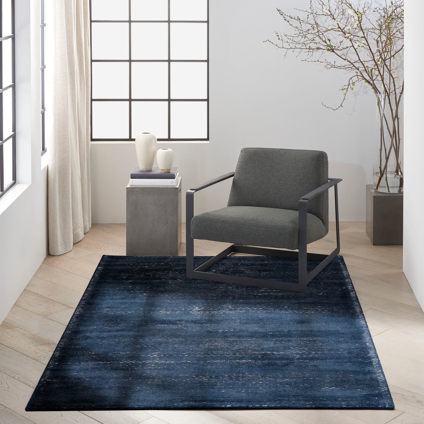 Calvin Klein Valley 5'3" x 7'3" Blue Modern Indoor Rug