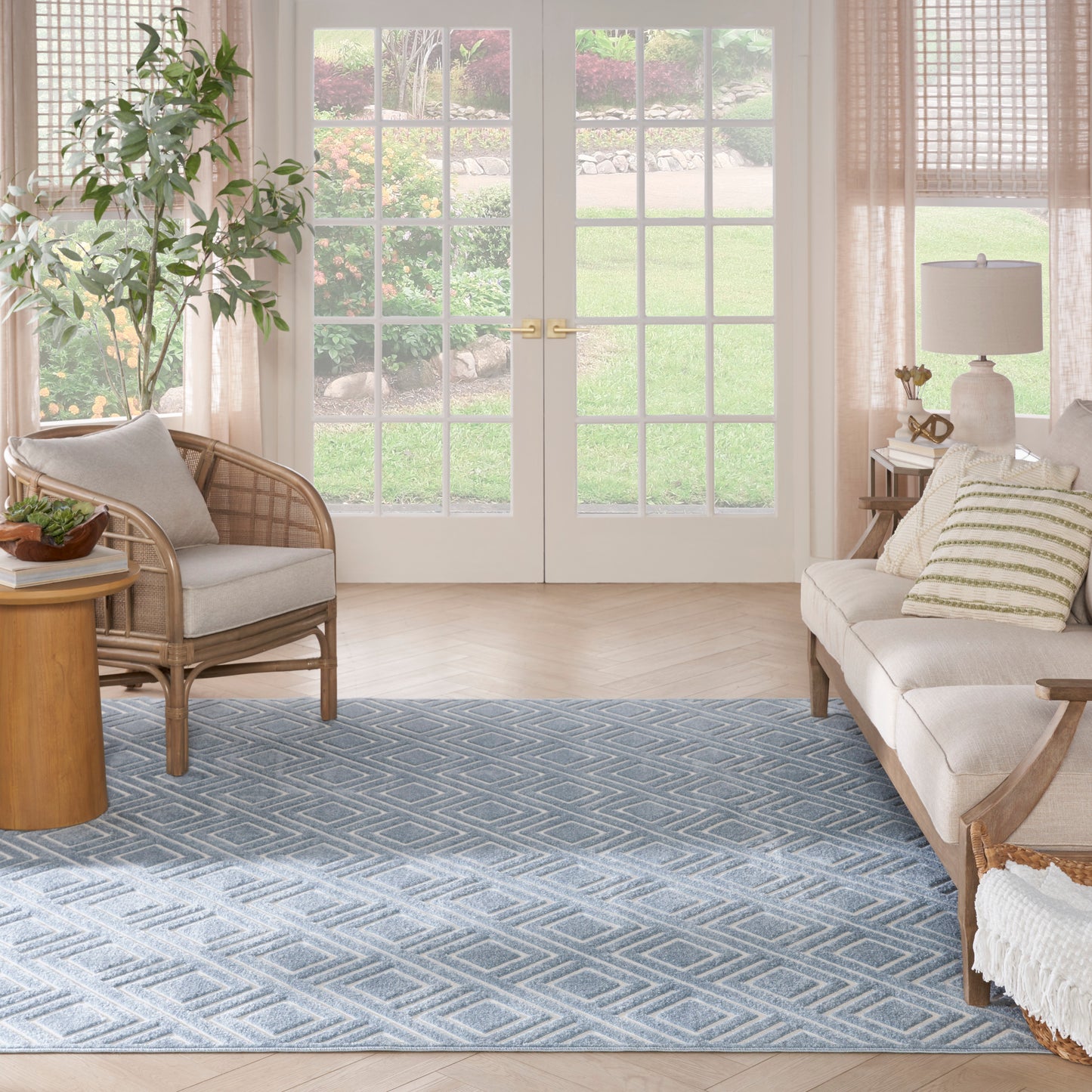 Nourison Care Free 9'2" x 12' Blue Modern Indoor Rug