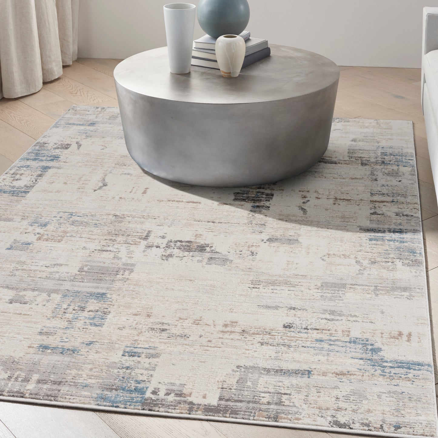 Calvin Klein CK022 Infinity 5'3" x 7'3" Ivory Grey Blue Modern Indoor Rug