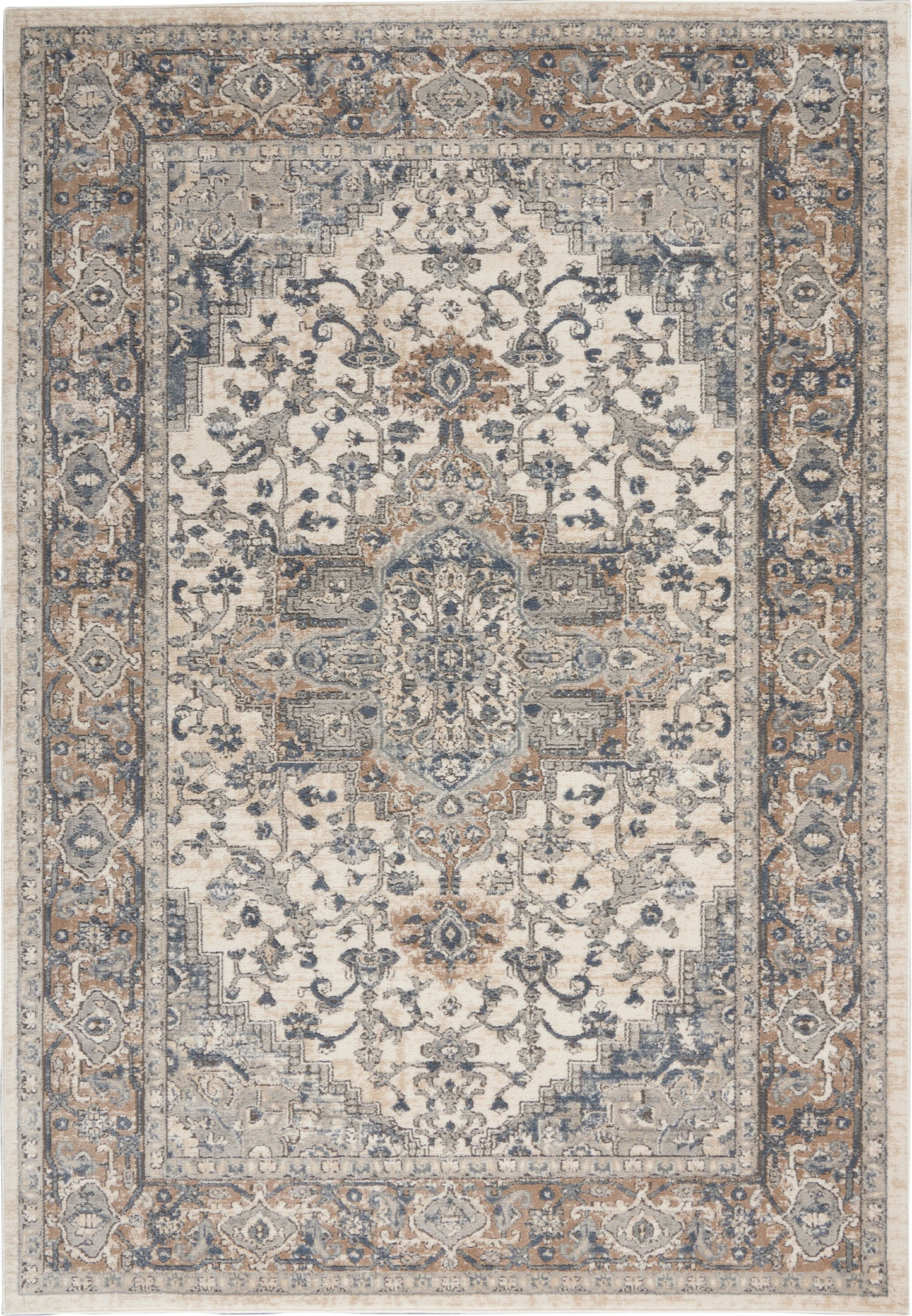 Nourison Quarry 3'9" x 5'9" Ivory Grey Farmhouse Indoor Rug