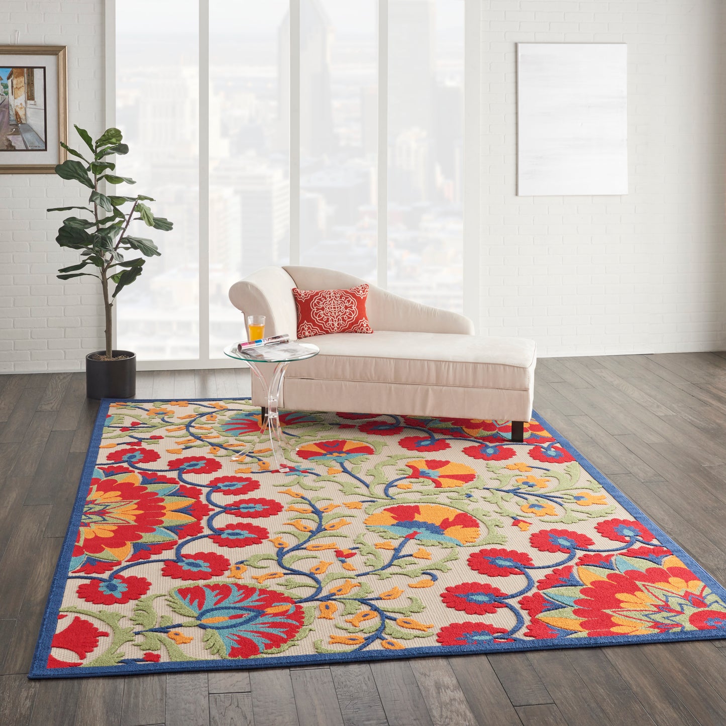 Nourison Aloha 7' x 10' Red Multicolor Transitional Rug