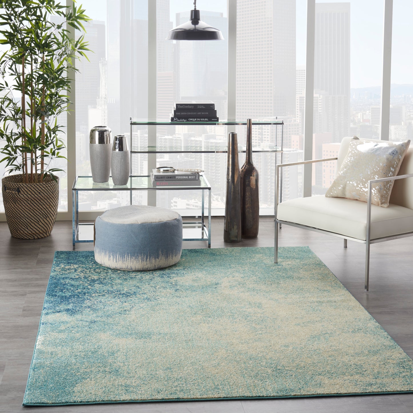 Nourison Passion 3'9" x 5'9" Navy Light Blue Modern Indoor Rug