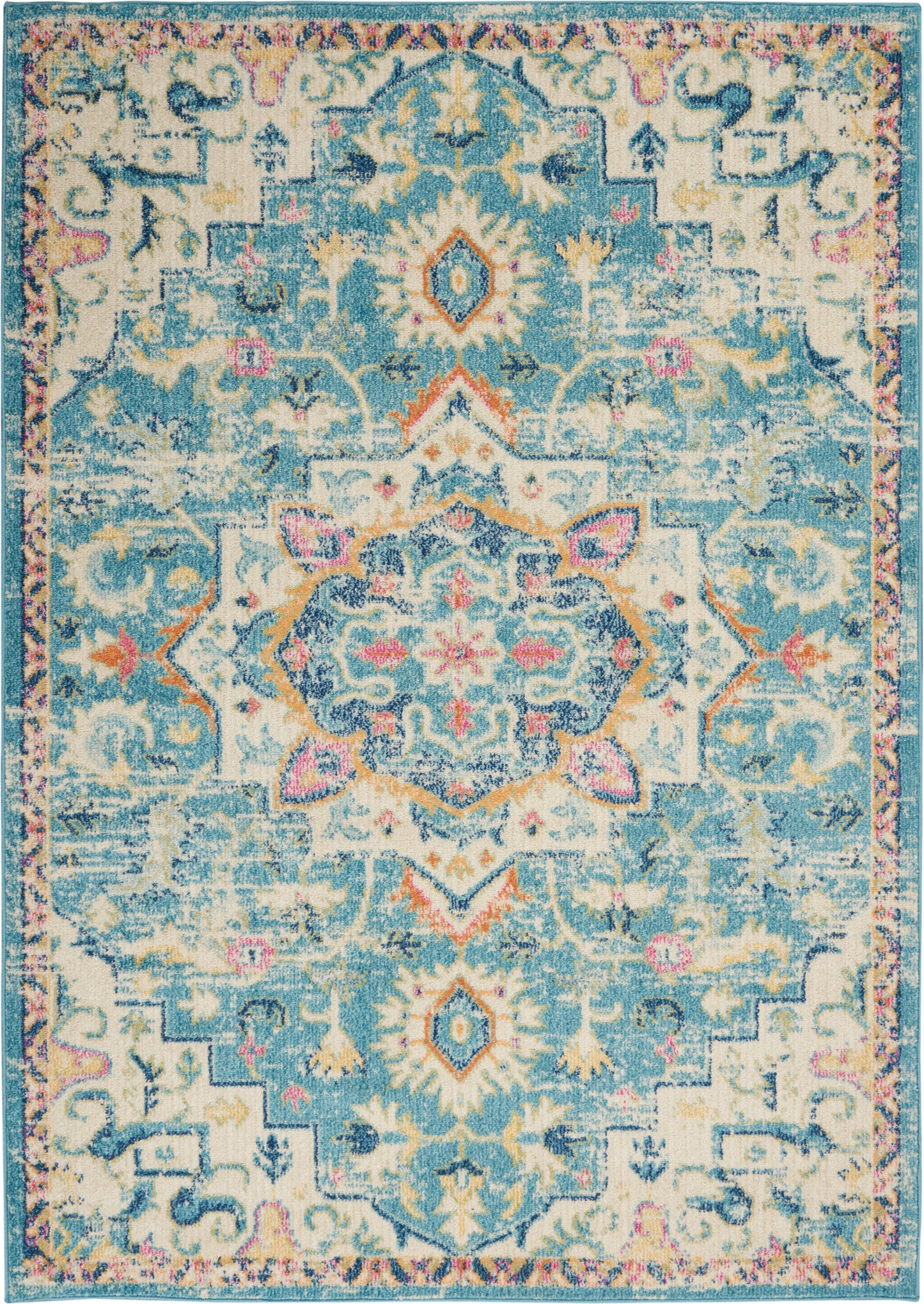 Nourison Passion 6'7" x 9'6" Ivory/Light Blue Bohemian Indoor Rug