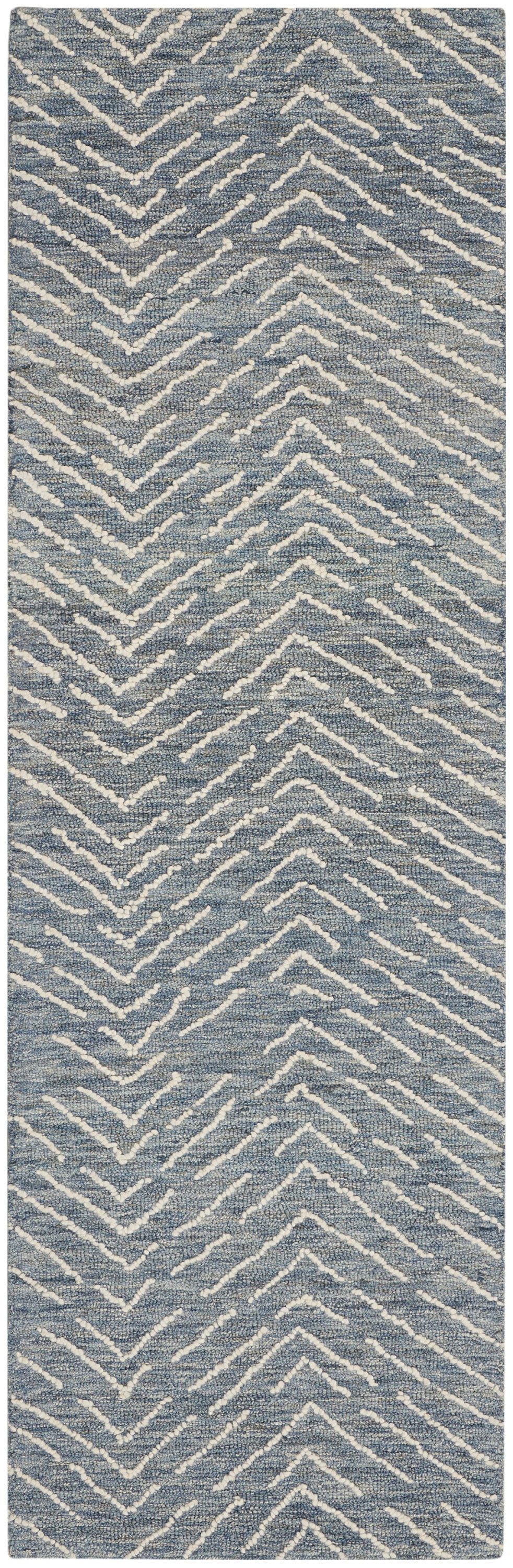 Nourison Colorado 2'3" x 7'6" Indigo Ivory Modern Indoor Rug