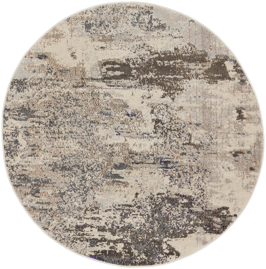 Nourison Celestial 5'3" x Round Ivory/Grey Modern Indoor Rug