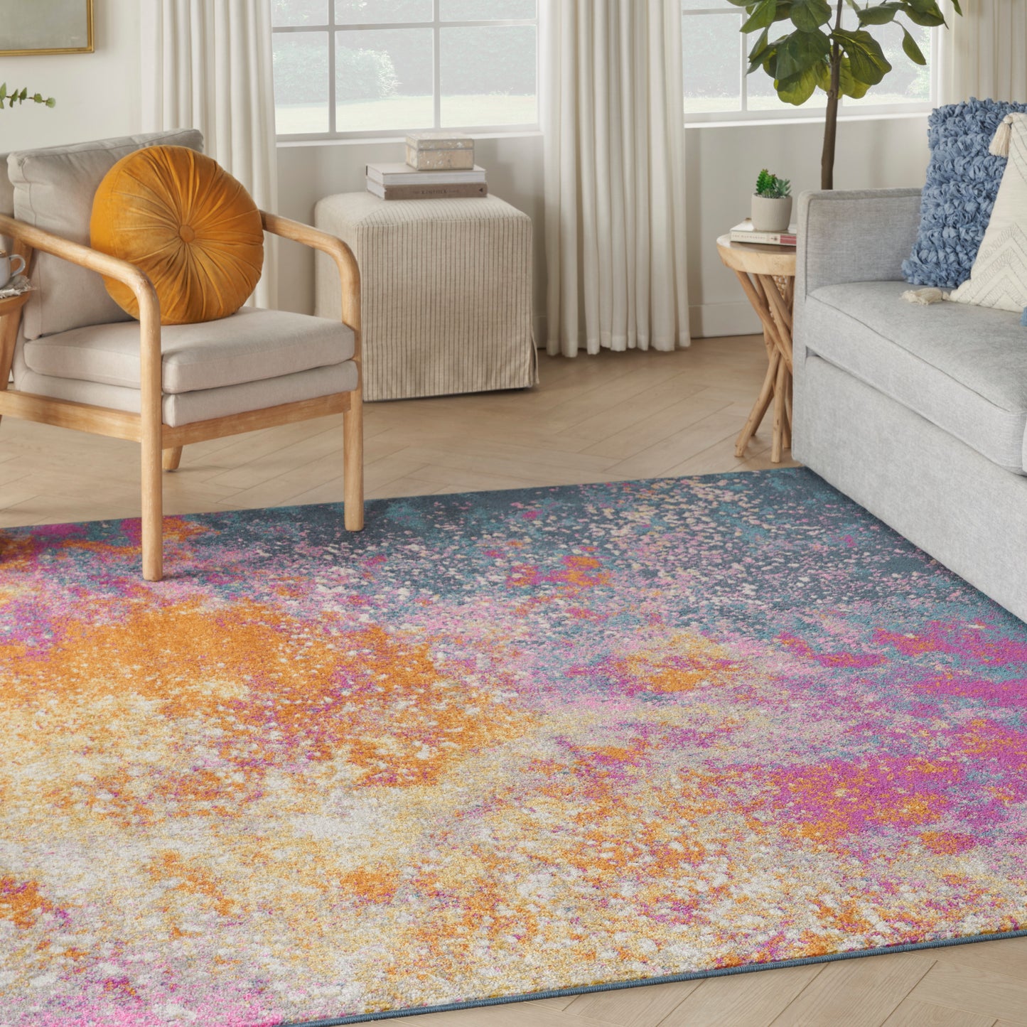 Nourison Passion 7'10" x Square Sunburst Modern Indoor Rug