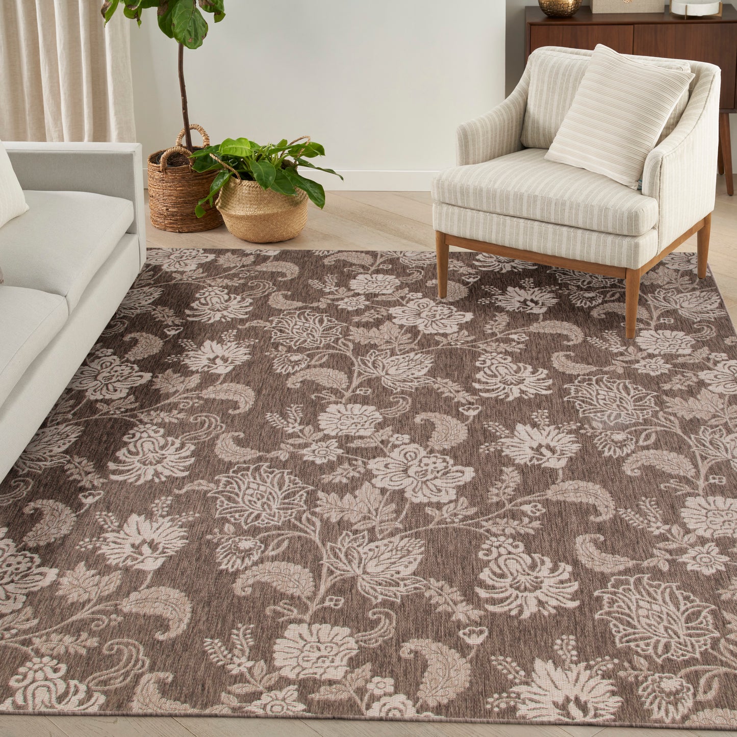 Nourison Garden Oasis 8' x 10' Mocha Tropical Rug