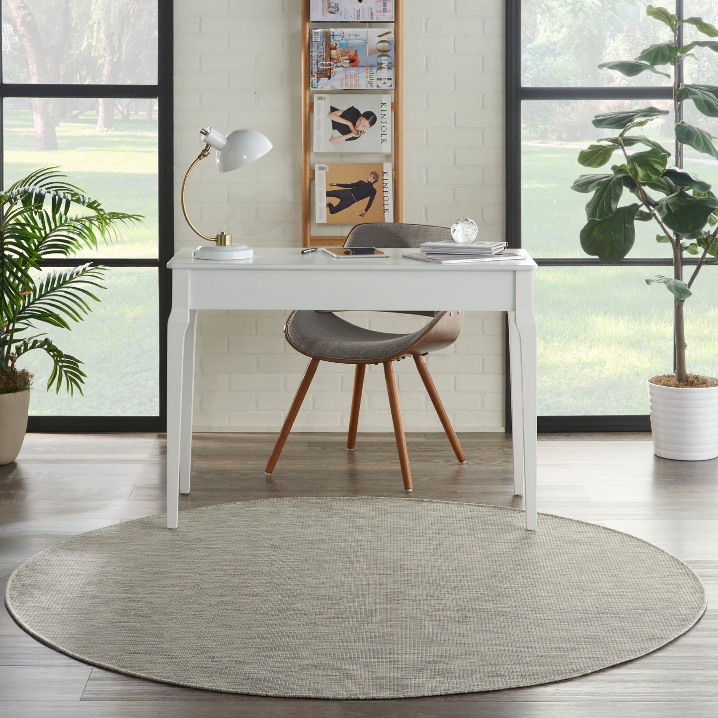 Nourison Positano 6' x Round Light Grey Modern Rug