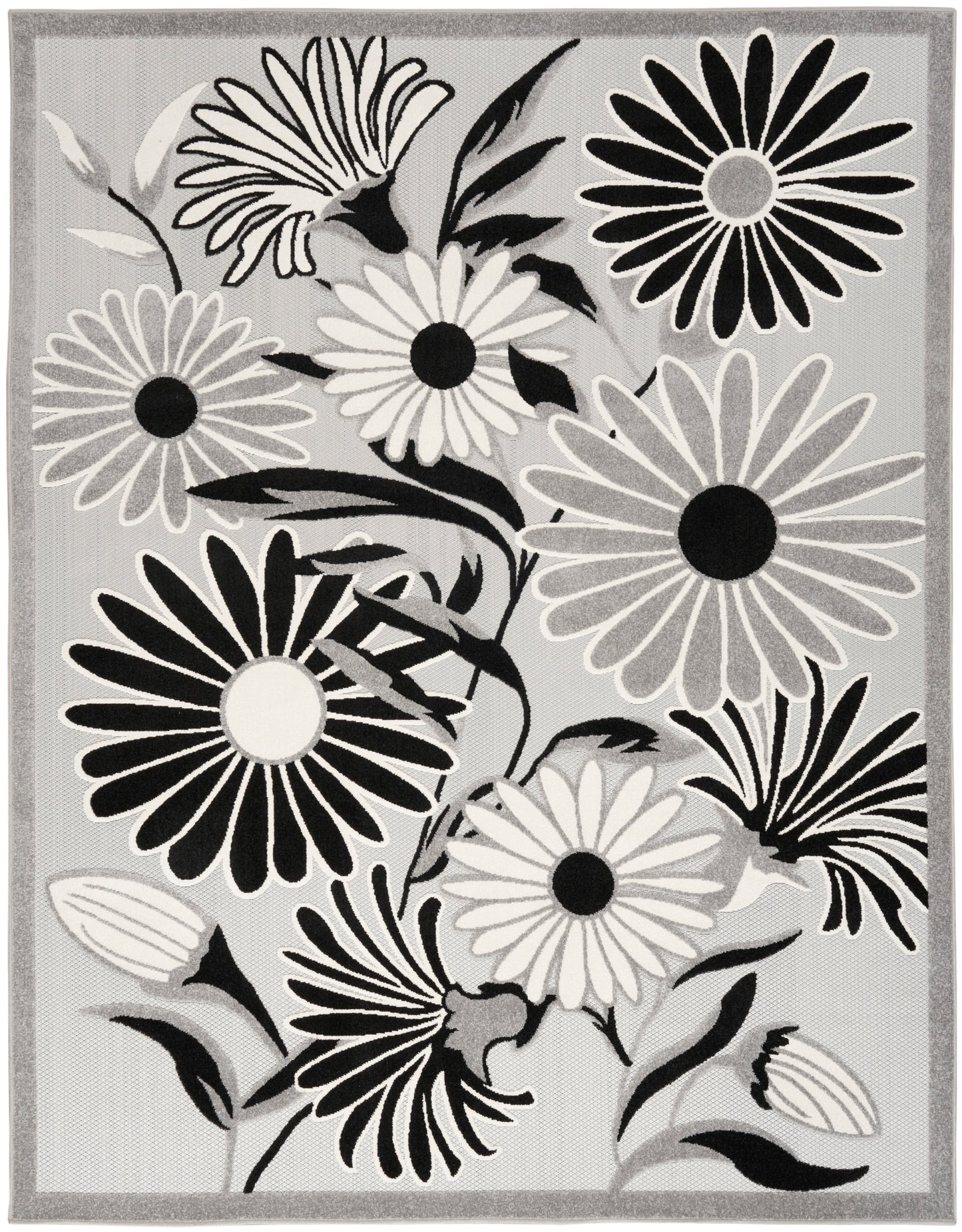 Nourison Aloha 9' x 12' Black White Contemporary Rug