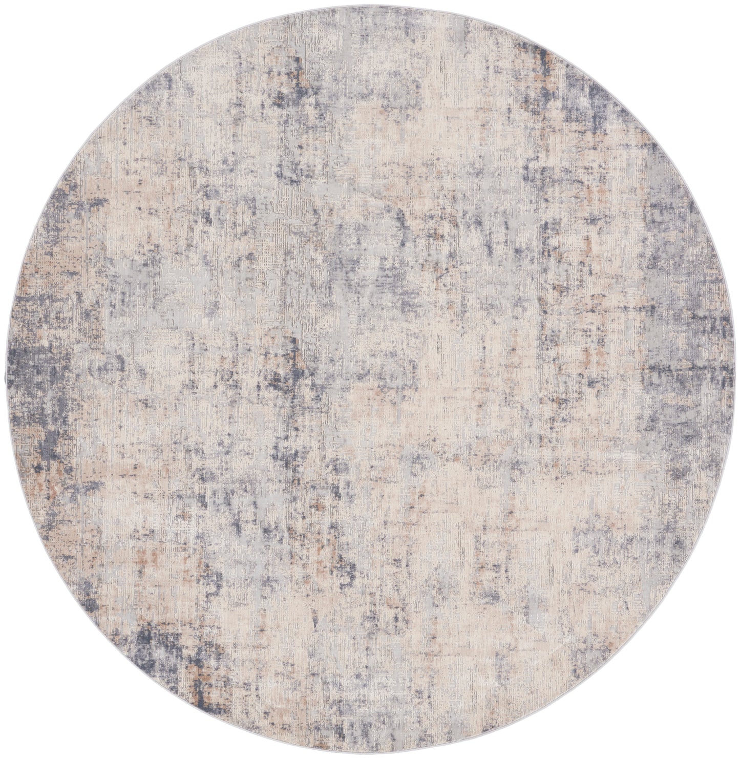 Nourison Rustic Textures 7’10” x Round Grey Beige Modern Indoor Rug