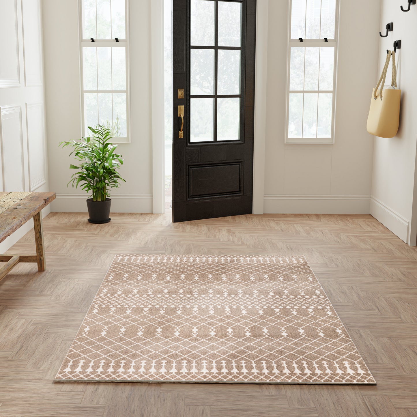 Nourison Astra Machine Washable 5'3" x 7' Taupe Bohemian Indoor Rug